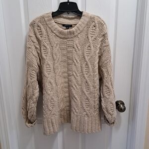 American Eagle Outfitters Cable Knit Sweater Size Large Beige Neutral Cozy